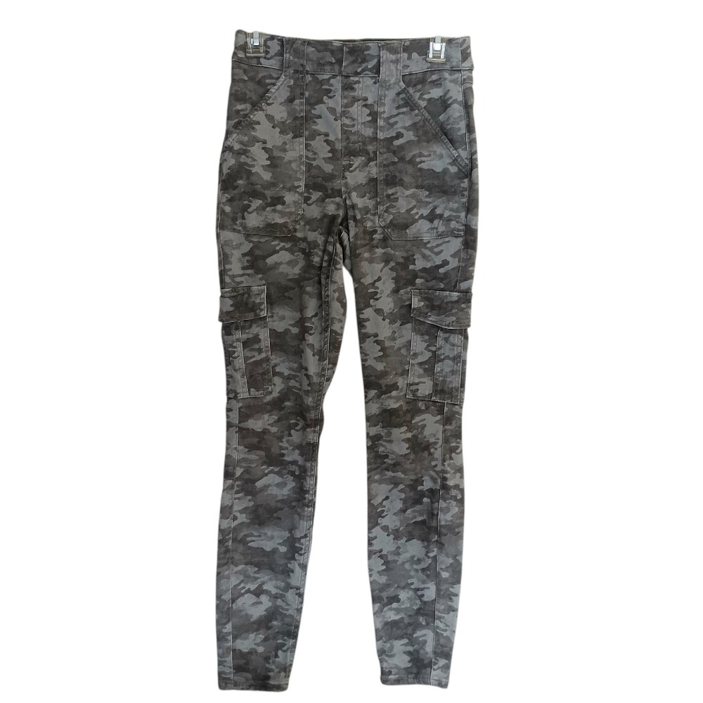Spanx Cargo Pants Women Medium Green Camo Stretch Twill Ankle Skinny 20311R